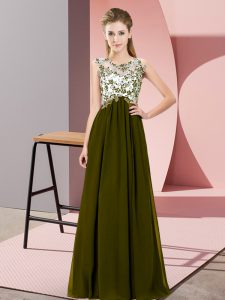 Fine Olive Green Zipper Court Dresses for Sweet 16 Beading and Appliques Sleeveless Floor Length