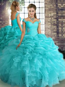 Charming Sleeveless Beading and Ruffles and Pick Ups Lace Up 15 Quinceanera Dress