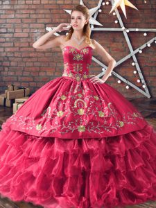 Best Selling Sleeveless Embroidery and Ruffled Layers Lace Up Sweet 16 Dress