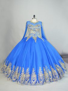 Long Sleeves Beading and Appliques Lace Up Sweet 16 Dress