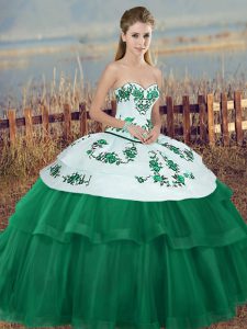 Sumptuous Green Sweetheart Lace Up Embroidery and Bowknot Quinceanera Dresses Sleeveless