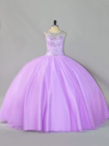 Lavender Zipper Quinceanera Dresses Sequins Sleeveless Floor Length