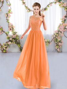 Dazzling Orange Zipper Court Dresses for Sweet 16 Lace Sleeveless Floor Length
