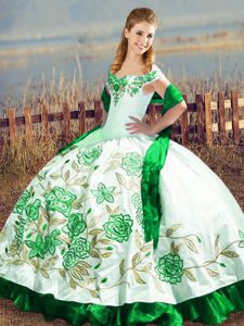 Sumptuous Green Sleeveless Embroidery Floor Length Vestidos de Quinceanera