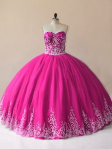 Glamorous Fuchsia Sleeveless Tulle Lace Up 15 Quinceanera Dress for Sweet 16 and Quinceanera