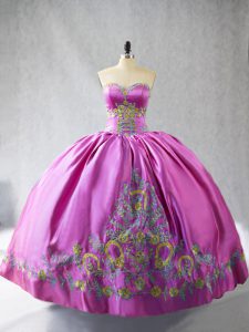 Custom Designed Rose Pink Sleeveless Embroidery Floor Length 15th Birthday Dress