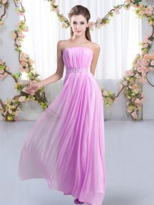 Fabulous Lilac Sleeveless Beading Lace Up Damas Dress