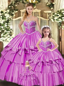 Sweetheart Sleeveless Lace Up 15 Quinceanera Dress Lilac Taffeta