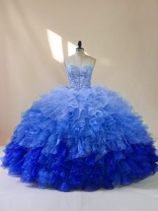 Eye-catching Multi-color Sleeveless Beading and Ruffles Floor Length 15th Birthday Dress