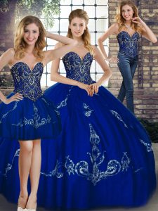 Spectacular Sleeveless Beading and Embroidery Lace Up 15th Birthday Dress
