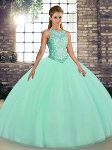 Free and Easy Apple Green Lace Up 15 Quinceanera Dress Embroidery Sleeveless Floor Length