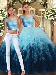Exceptional Sleeveless Lace Up Floor Length Lace and Ruffles Sweet 16 Quinceanera Dress