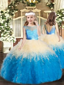On Sale Floor Length Ball Gowns Sleeveless Multi-color Kids Pageant Dress Backless