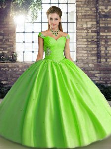 Customized Sleeveless Lace Up Floor Length Beading Ball Gown Prom Dress