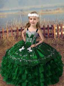 Sleeveless Embroidery and Ruffled Layers Lace Up Custom Made Pageant Dress