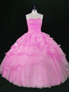 Spectacular Lilac Quinceanera Dresses Sweet 16 and Quinceanera with Hand Made Flower Sweetheart Sleeveless Lace Up