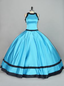 Low Price Ruching Ball Gown Prom Dress Baby Blue Zipper Sleeveless Floor Length