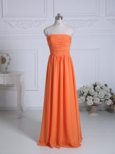 Charming Orange Quinceanera Dama Dress Wedding Party with Ruching Strapless Sleeveless Zipper