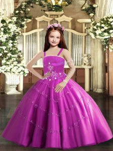 New Style Lilac Sleeveless Taffeta and Tulle Lace Up Pageant Dress for Teens for Party and Wedding Party