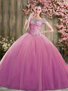 Lilac Quinceanera Dresses Sweet 16 and Quinceanera with Beading Off The Shoulder Sleeveless Lace Up