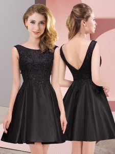 Free and Easy Black Zipper Quinceanera Court Dresses Lace Sleeveless Mini Length