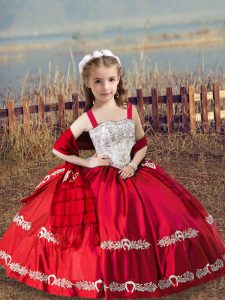 Eye-catching Sleeveless Beading and Embroidery Lace Up Little Girl Pageant Dress