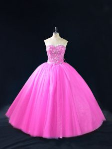 Inexpensive Tulle Sleeveless Floor Length Ball Gown Prom Dress and Beading