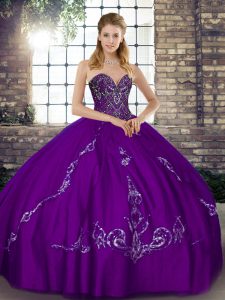 Eye-catching Purple Sleeveless Tulle Lace Up Sweet 16 Dresses for Military Ball and Sweet 16 and Quinceanera