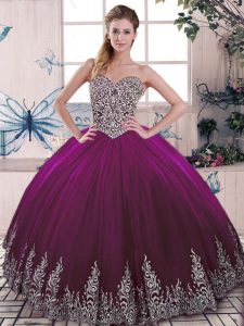 New Arrival Floor Length Fuchsia Quinceanera Dress Sweetheart Sleeveless Lace Up