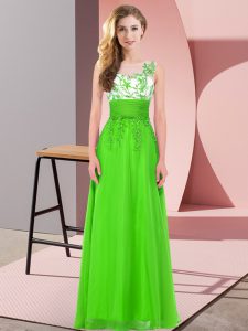 Scoop Sleeveless Chiffon Dama Dress for Quinceanera Appliques Backless