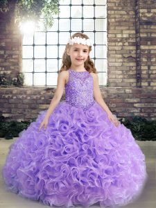 Sweet Floor Length Ball Gowns Sleeveless Lavender Little Girls Pageant Dress Wholesale Lace Up