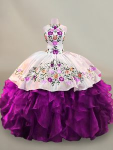 Charming Purple Sleeveless Embroidery Floor Length Teens Party Dress
