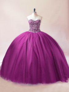 Admirable Beading Sweet 16 Dress Purple Lace Up Sleeveless Floor Length