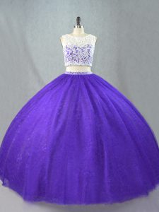 Tulle Sleeveless Floor Length 15 Quinceanera Dress and Appliques