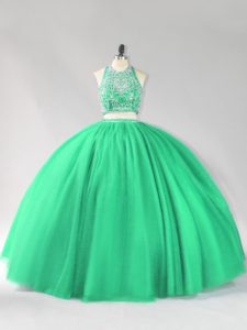 Lovely Turquoise Sleeveless Tulle Backless Sweet 16 Quinceanera Dress for Sweet 16 and Quinceanera