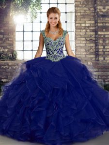 Floor Length Purple Quinceanera Gown Straps Sleeveless Lace Up
