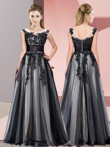 Hot Sale Beading and Lace Quinceanera Court Dresses Black Zipper Sleeveless Floor Length