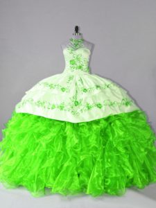 Sleeveless Organza Court Train Lace Up Military Ball Gown for Sweet 16 and Quinceanera