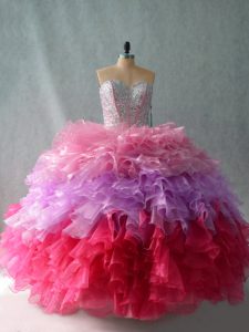 Elegant Multi-color Sleeveless Beading and Ruffles Floor Length 15 Quinceanera Dress