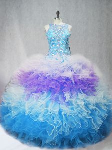 Sleeveless Beading and Ruffles Zipper Party Dress for Girls with Multi-color