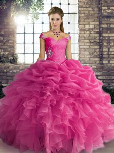 Most Popular Sleeveless Lace Up Floor Length Beading and Ruffles and Pick Ups Quinceanera Gown