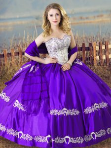 Sweetheart Sleeveless Lace Up 15th Birthday Dress Eggplant Purple Satin