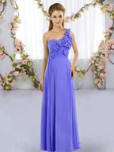 Lavender Empire Hand Made Flower Quinceanera Dama Dress Lace Up Chiffon Sleeveless Floor Length