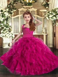 Sleeveless Ruffles Lace Up Little Girl Pageant Dress