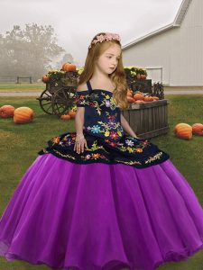 Floor Length Ball Gowns Sleeveless Purple Pageant Dress Womens Lace Up