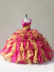 Multi-color Sleeveless Organza Zipper Sweet 16 Dress for Sweet 16 and Quinceanera