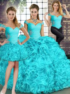 Great Sleeveless Beading and Ruffles Lace Up Quince Ball Gowns