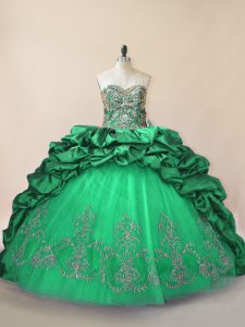 Fancy Green Quince Ball Gowns Sweetheart Sleeveless Brush Train Lace Up