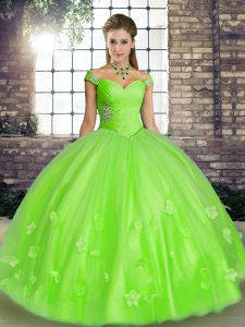 Sleeveless Tulle Lace Up Ball Gown Prom Dress for Military Ball and Sweet 16 and Quinceanera