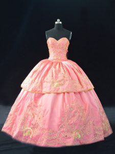 Pink Vestidos de Quinceanera Satin Sleeveless Embroidery